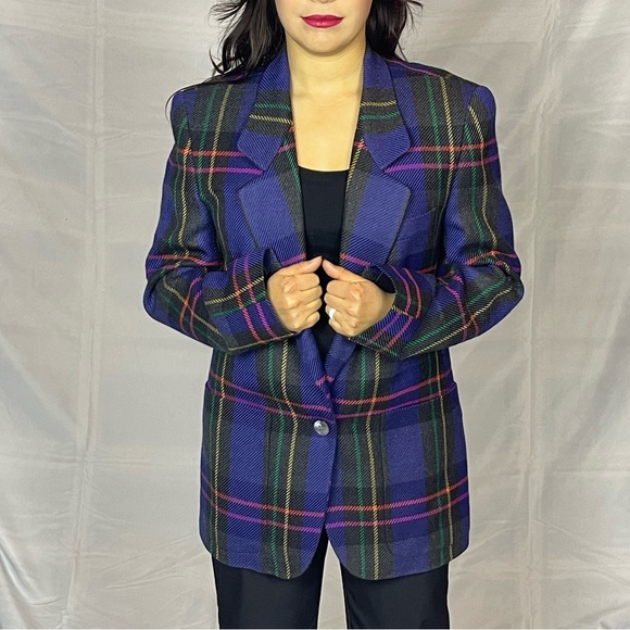 90s Vintage Liz Claiborne Plaid Blazer - Picture 3 of 5